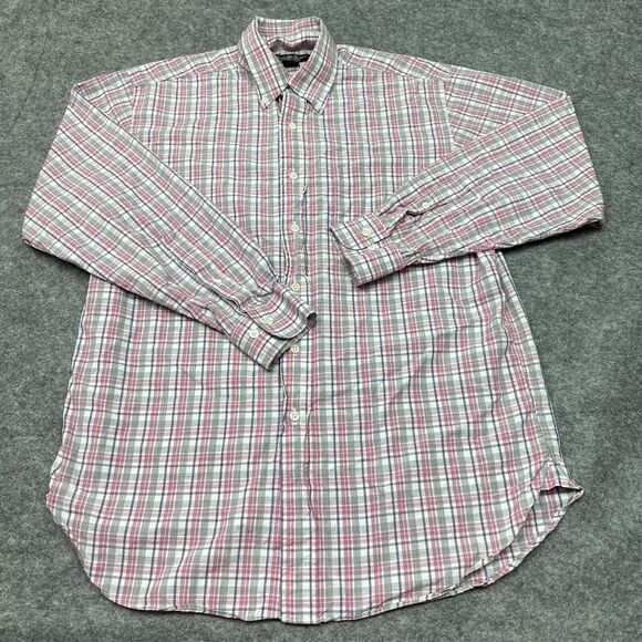 Brooks Brothers Country Club Shirt Mens Medium Button Up Pink Plaid Preppy‎ - Picture 1 of 9